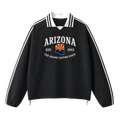 Collection 8 Arizona Contrast Striped Lapel Collar Sweatshirt - Black front
