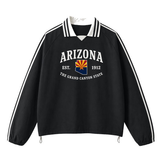 Collection 8 Arizona Contrast Striped Lapel Collar Sweatshirt - Black front