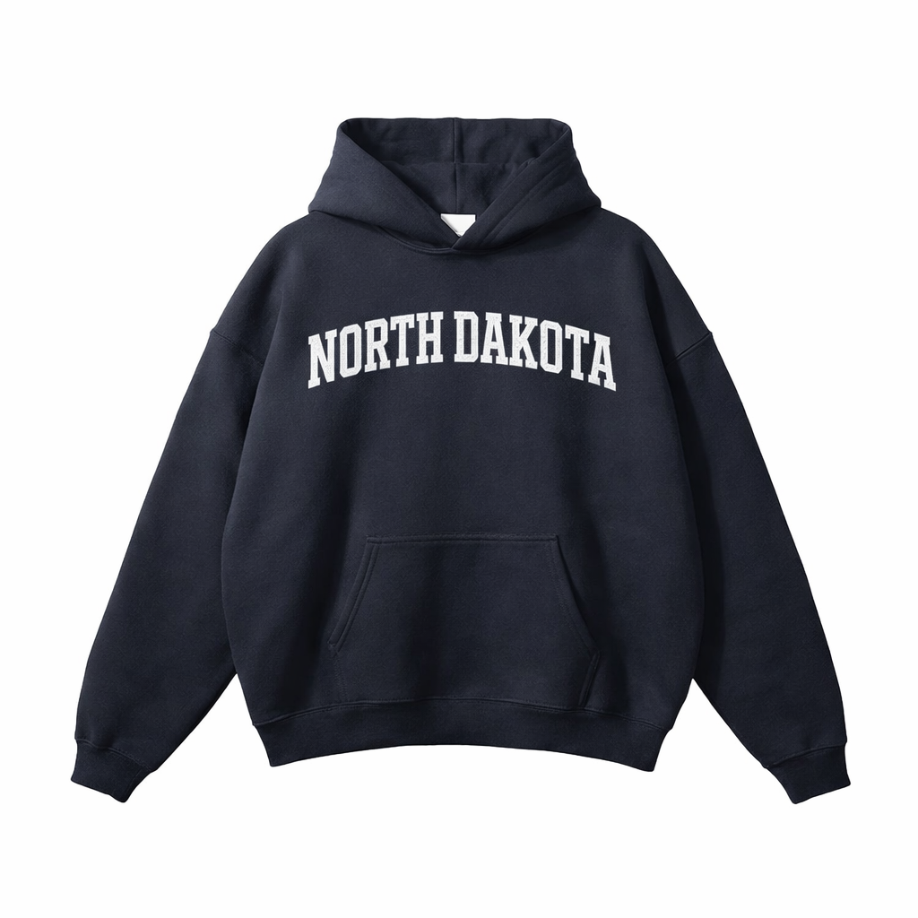 Collection 1 North Dakota Oversize Fleeced Hoodie - Black front