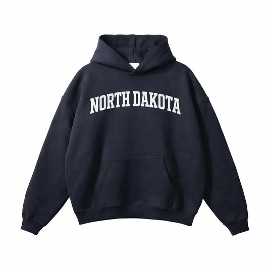 Collection 1 North Dakota Oversize Fleeced Hoodie - Black front