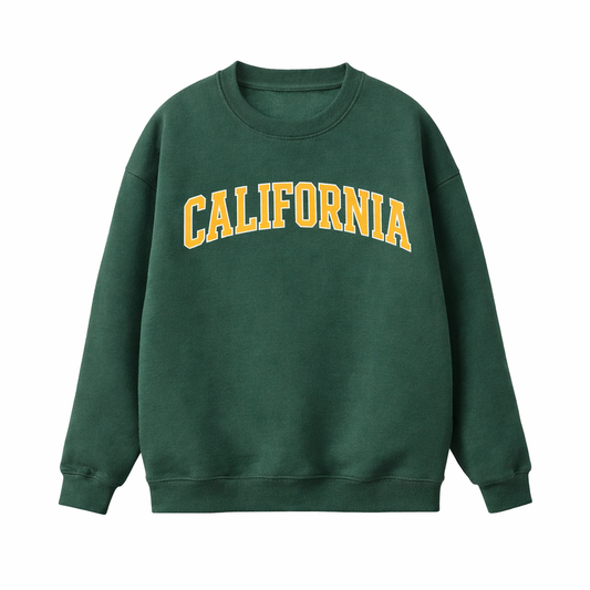 Collection 1 California Essential Heavyweight Crewneck Sweatshirt - Dark Green front