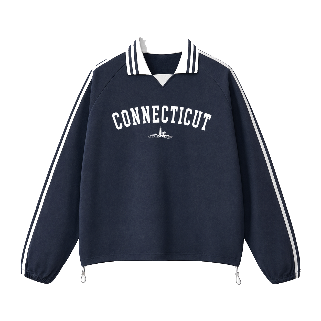 Collection 9 Connecticut Contrast Striped Lapel Collar Sweatshirt - Royal Blue front
