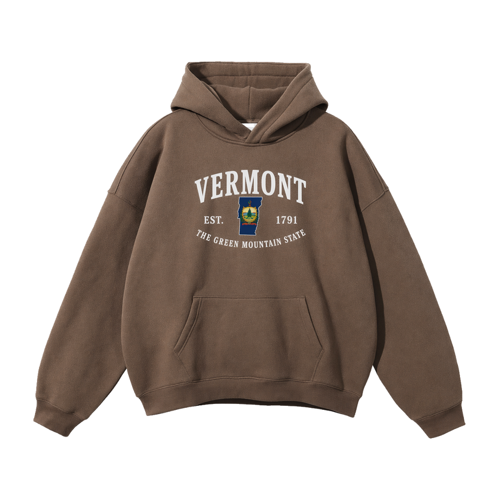 Collection 8 Vermont Oversize Fleeced Hoodie - Brown front