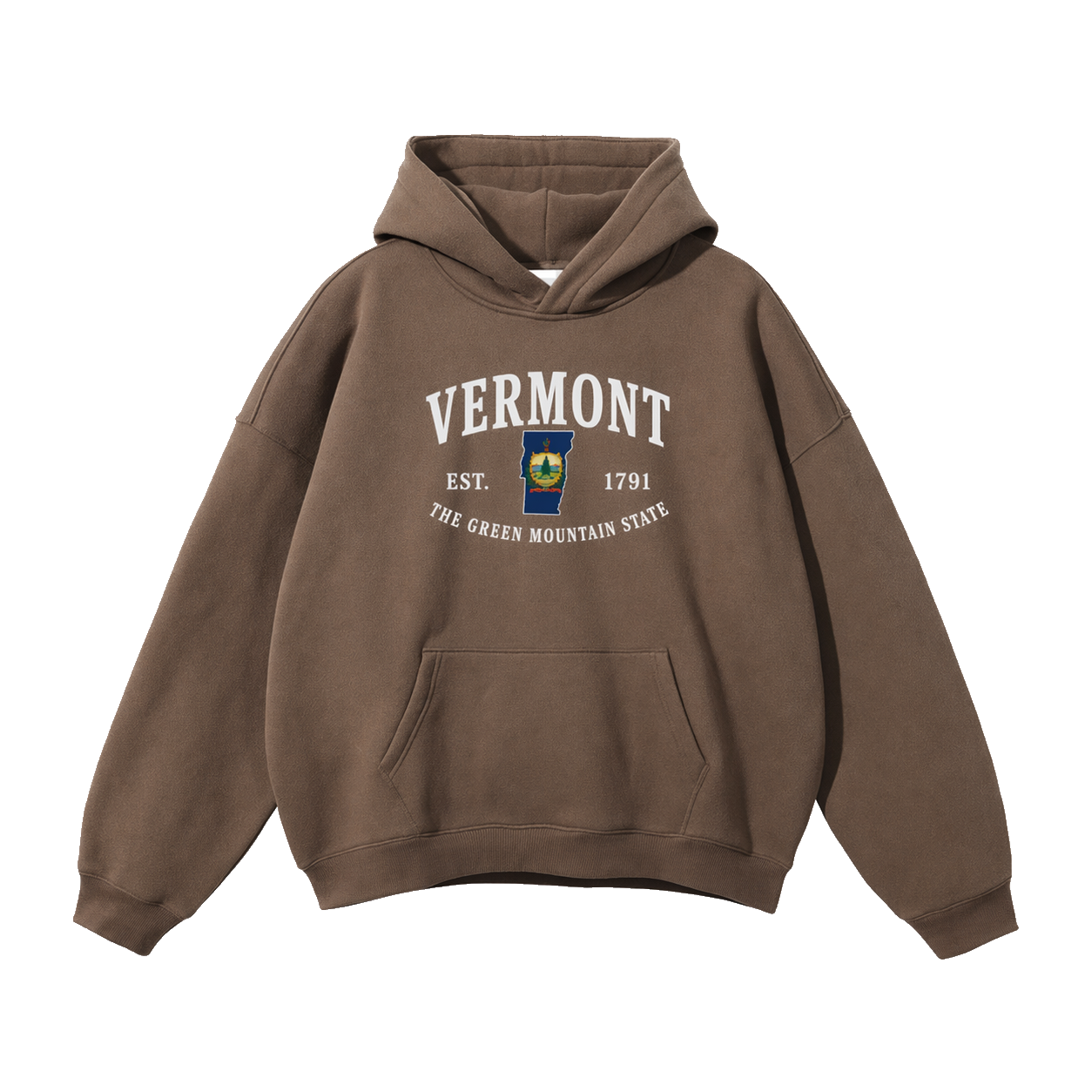 Collection 8 Vermont Oversize Fleeced Hoodie - Brown front