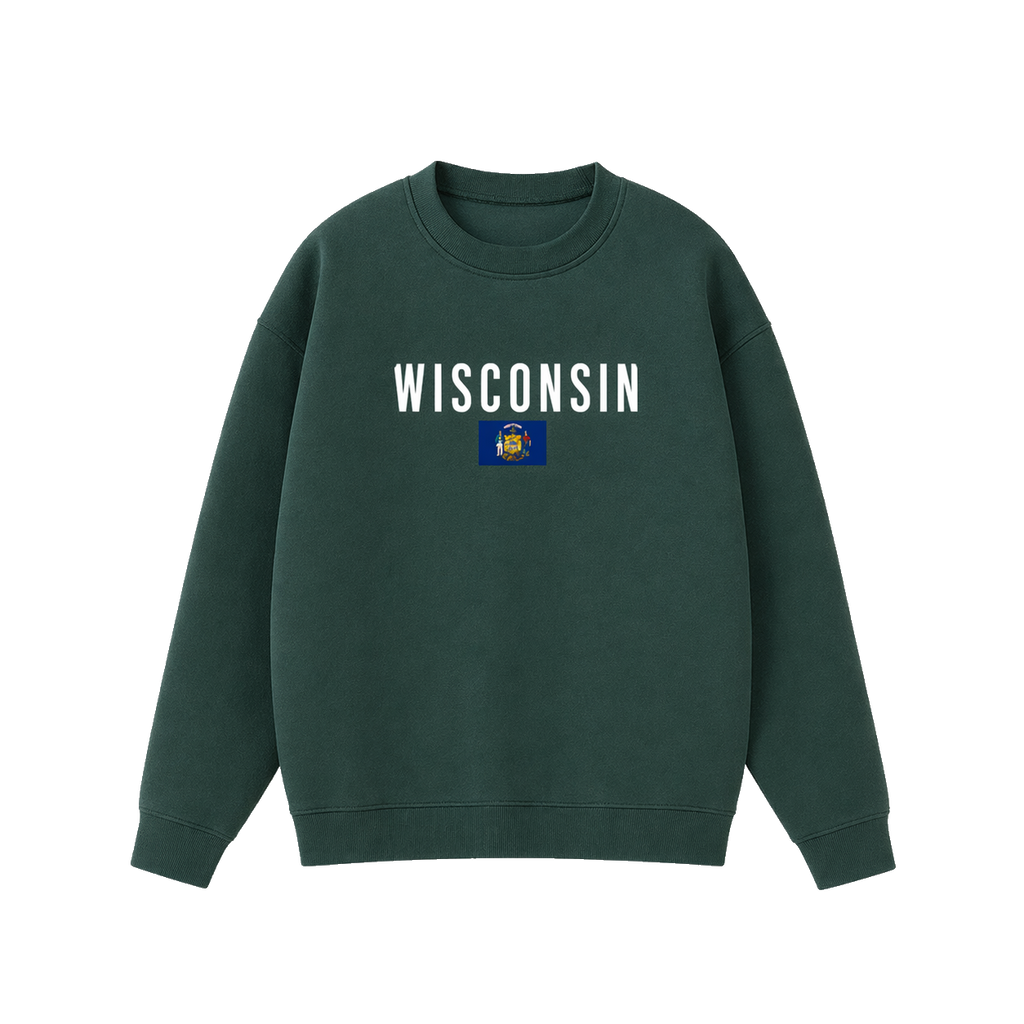Collection 7 Wisconsin Essential Heavyweight Crewneck Sweatshirt - Dark Green front