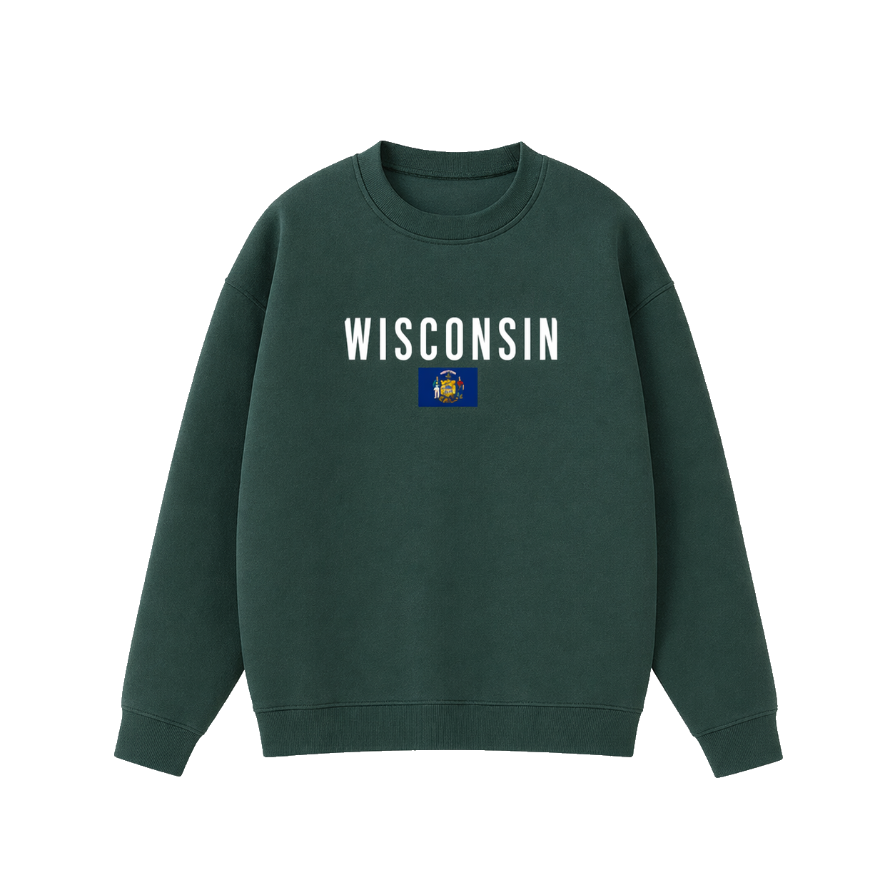Collection 7 Wisconsin Essential Heavyweight Crewneck Sweatshirt - Dark Green front