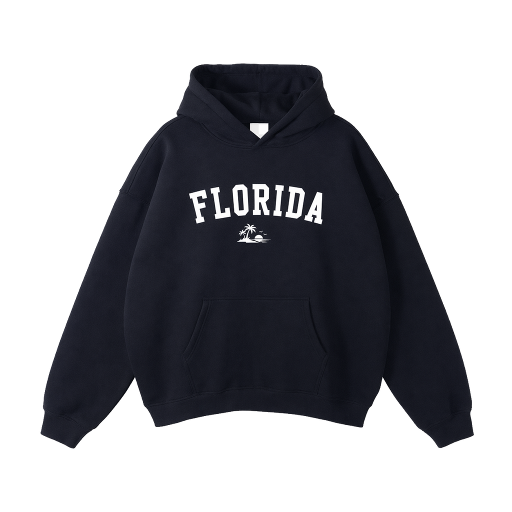 Collection 9 Florida Oversize Fleeced Hoodie - Black front