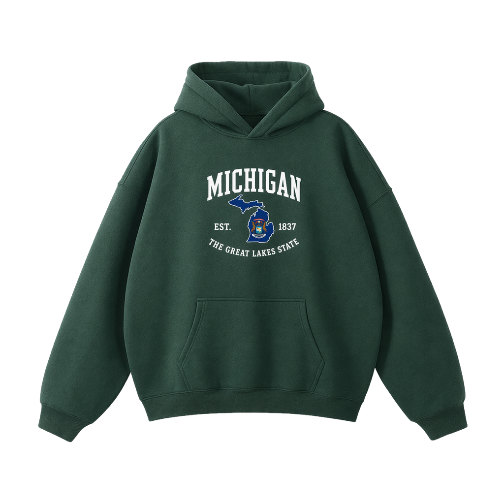 Collection 8 Michigan Oversize Fleeced Hoodie - Eden Green front