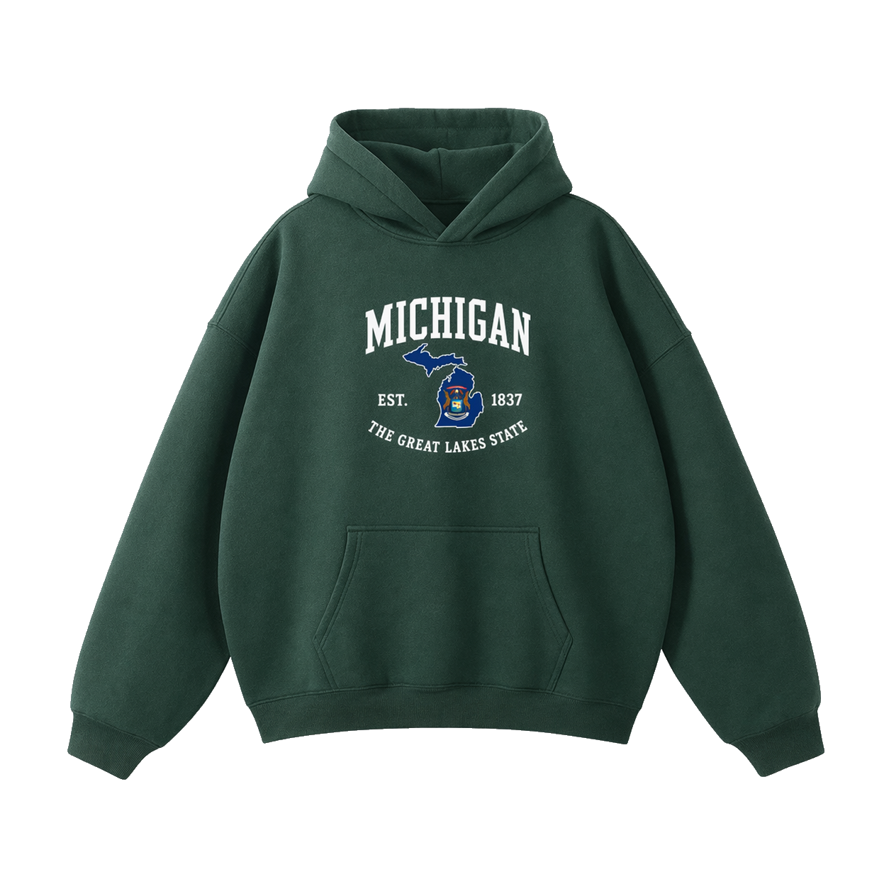 Collection 8 Michigan Oversize Fleeced Hoodie - Eden Green front