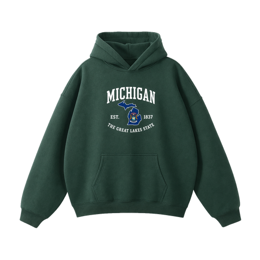 Collection 8 Michigan Oversize Fleeced Hoodie - Eden Green front