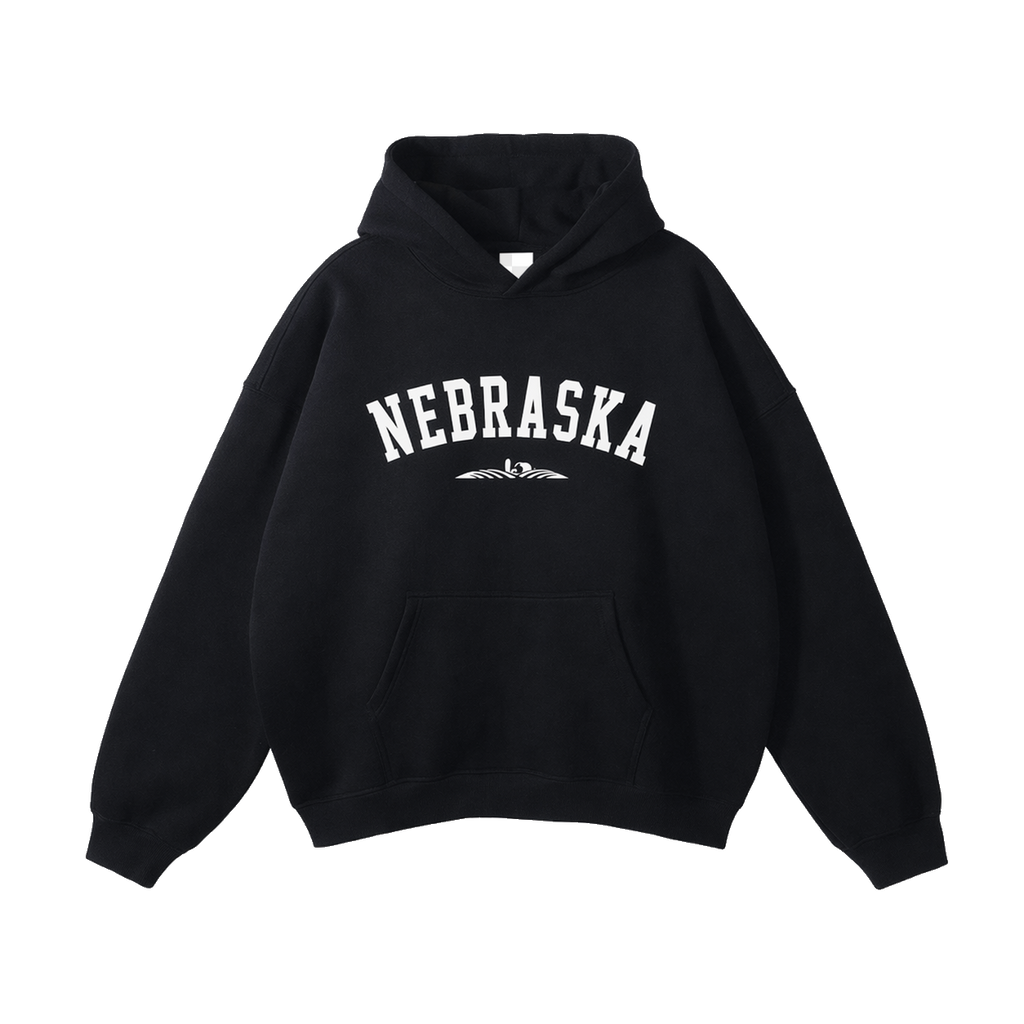 Collection 9 Nebraska Oversize Fleeced Hoodie - Black front