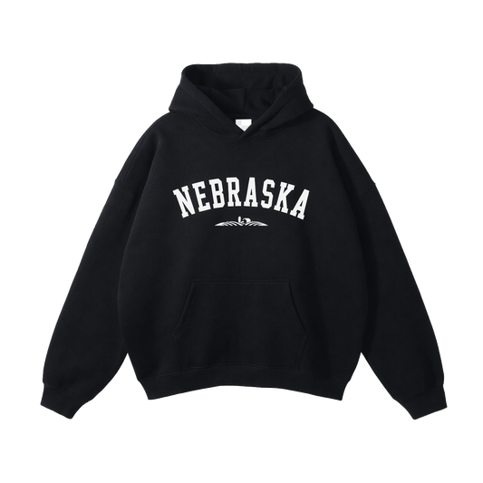 Collection 9 Nebraska Oversize Fleeced Hoodie - Black front