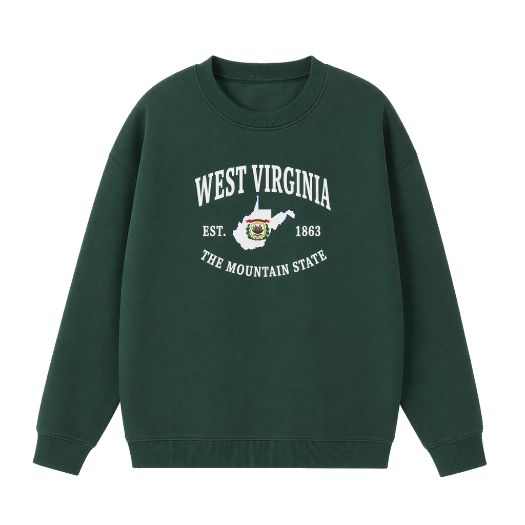 Collection 8 West Virginia Essential Heavyweight Crewneck Sweatshirt - Dark Green front